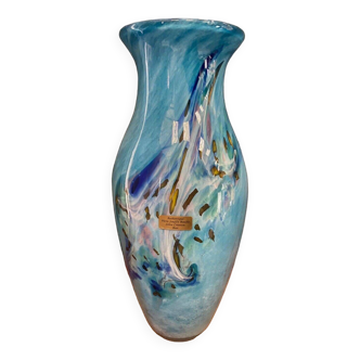Vase en authentique verre soufflé silice création Biot XXe