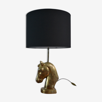 Lampe tête de cheval vintage bronze