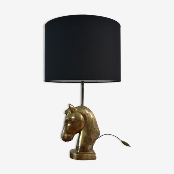 Vintage bronze horse head lamp