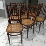 Rare suite of 8 chairs bistrot salon Fischel 1890