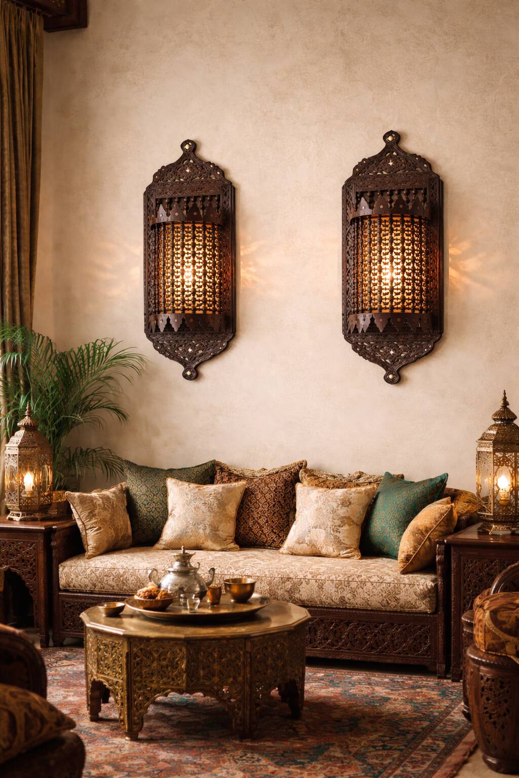 Pair of oriental wall sconces - Moucharabieh - Syria/Lebanon