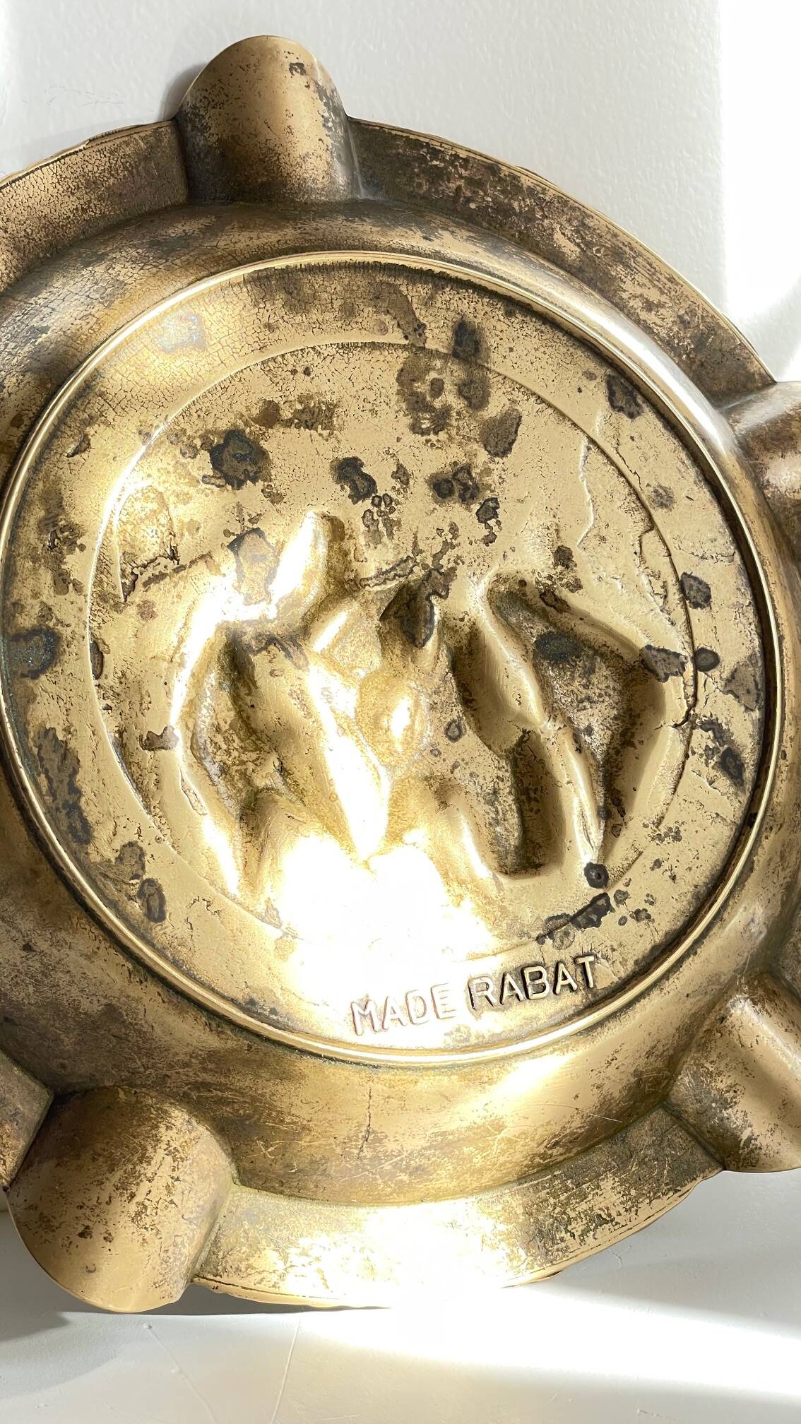 Large Vintage Solid Brass Ashtray