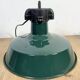 Industrial French Dark Green Enamel Factory Pendant Lamp, 1960s