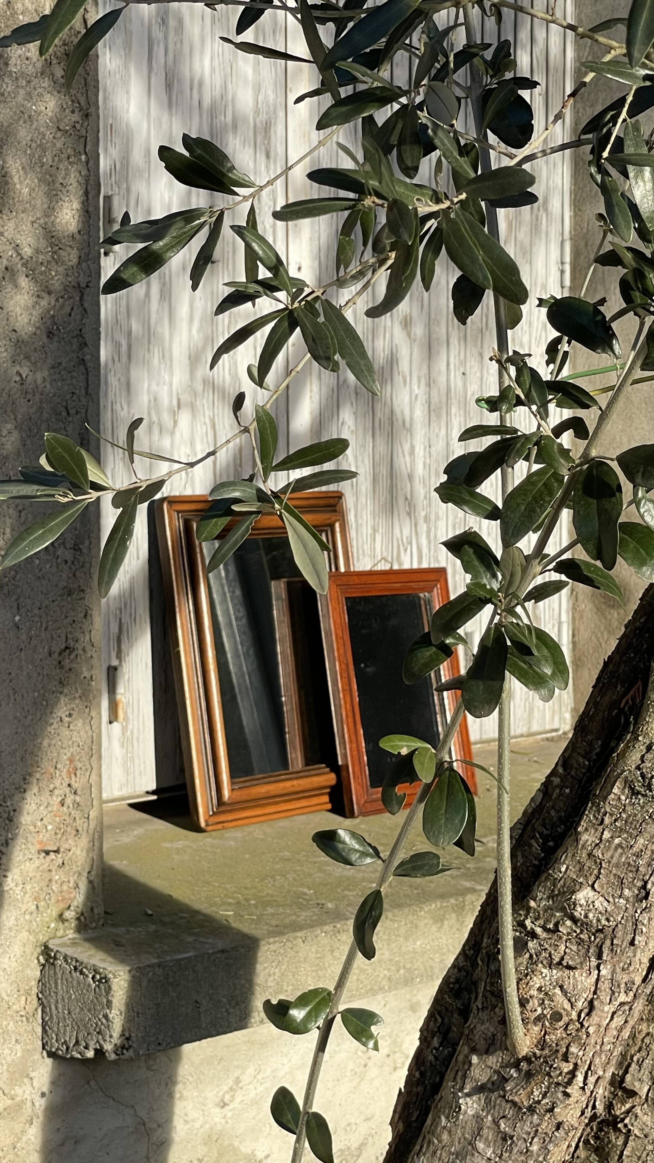 Antique wooden wall mirror