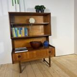 Vintage teak bookcase with glass doors – Scandinavian mid-century elegance