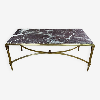Table basse en bronze et marbre 1970
