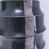 Art Deco metal lamp base with black and silver patina