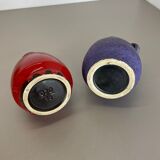 Set of Two Pottery Fat Lava Vases "Purple-Red" by Jopeko, Germany, 1970s