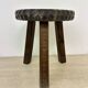 Hand carved solid oak brutalist stool , 1970s