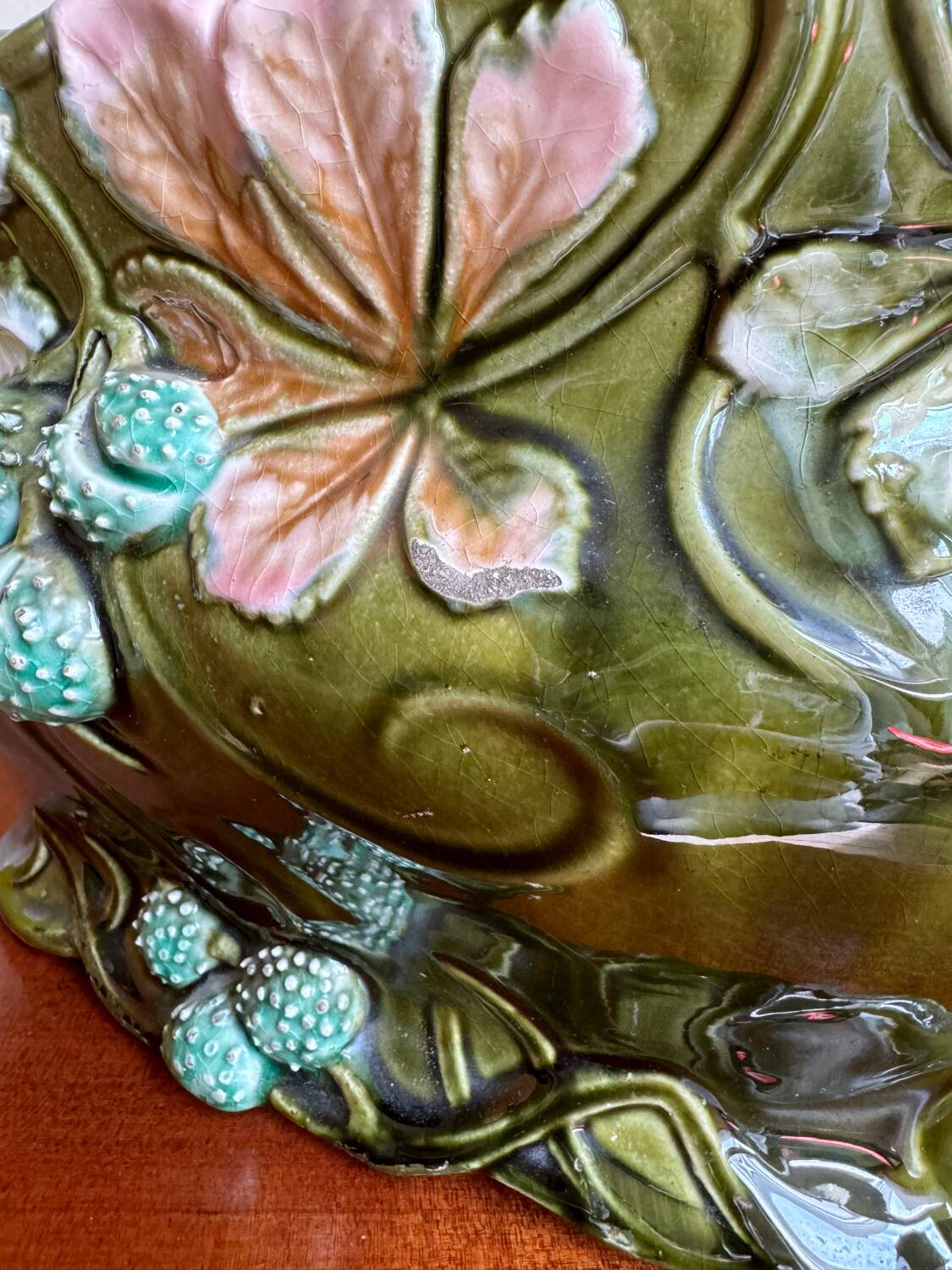 Old Art Nouveau majolica planter
