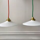 Pair of suspensions in smooth opaline colored thread early twentieth century
