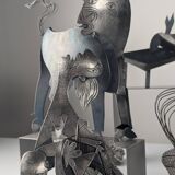 Groupe sculptural « D'après Picasso » en métal, hommage à Guernica, fin du XXe siècle