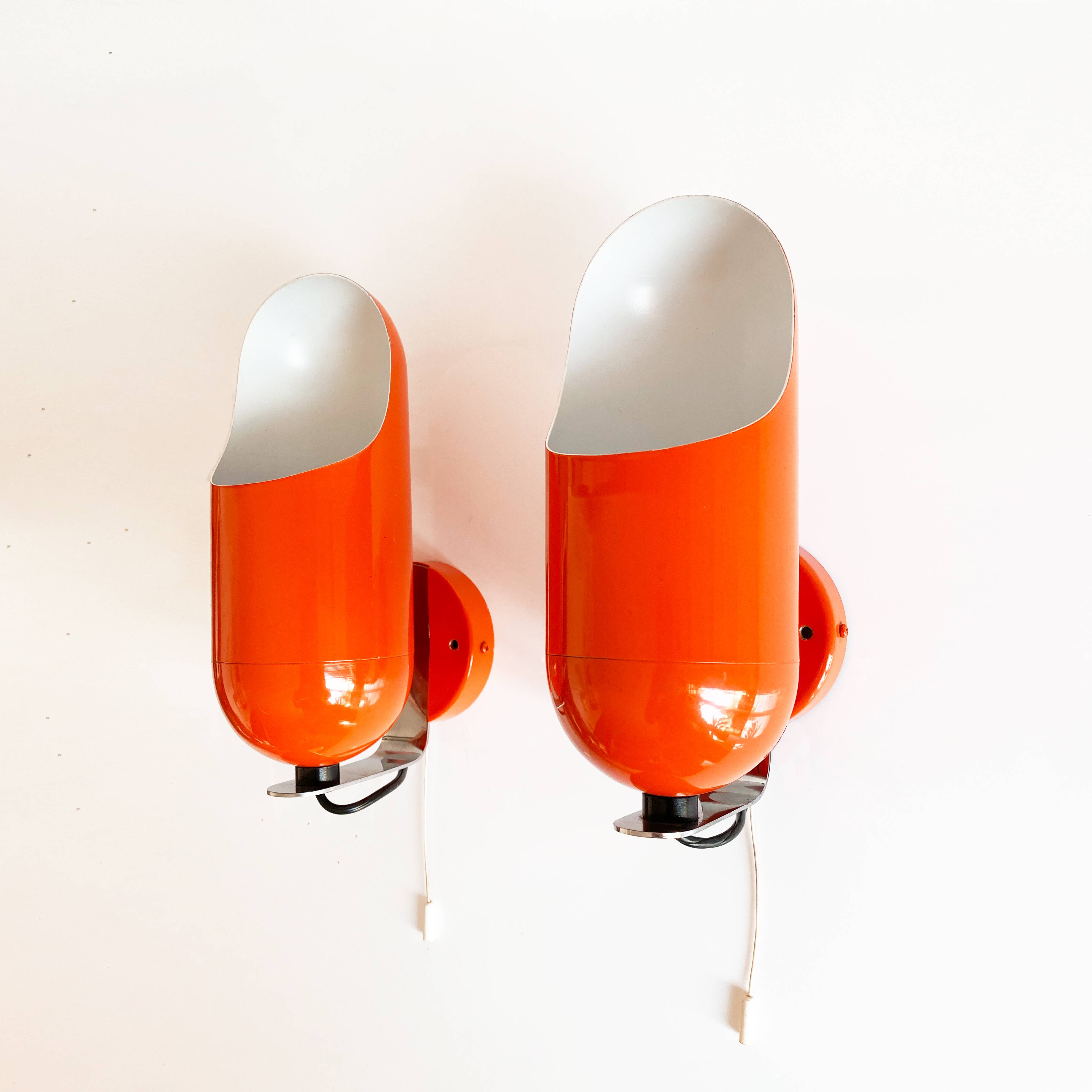 Pair of Space Age wall sconces by Raak, Netherlands, 1970s