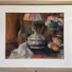 Still life with lamp, signed pastel