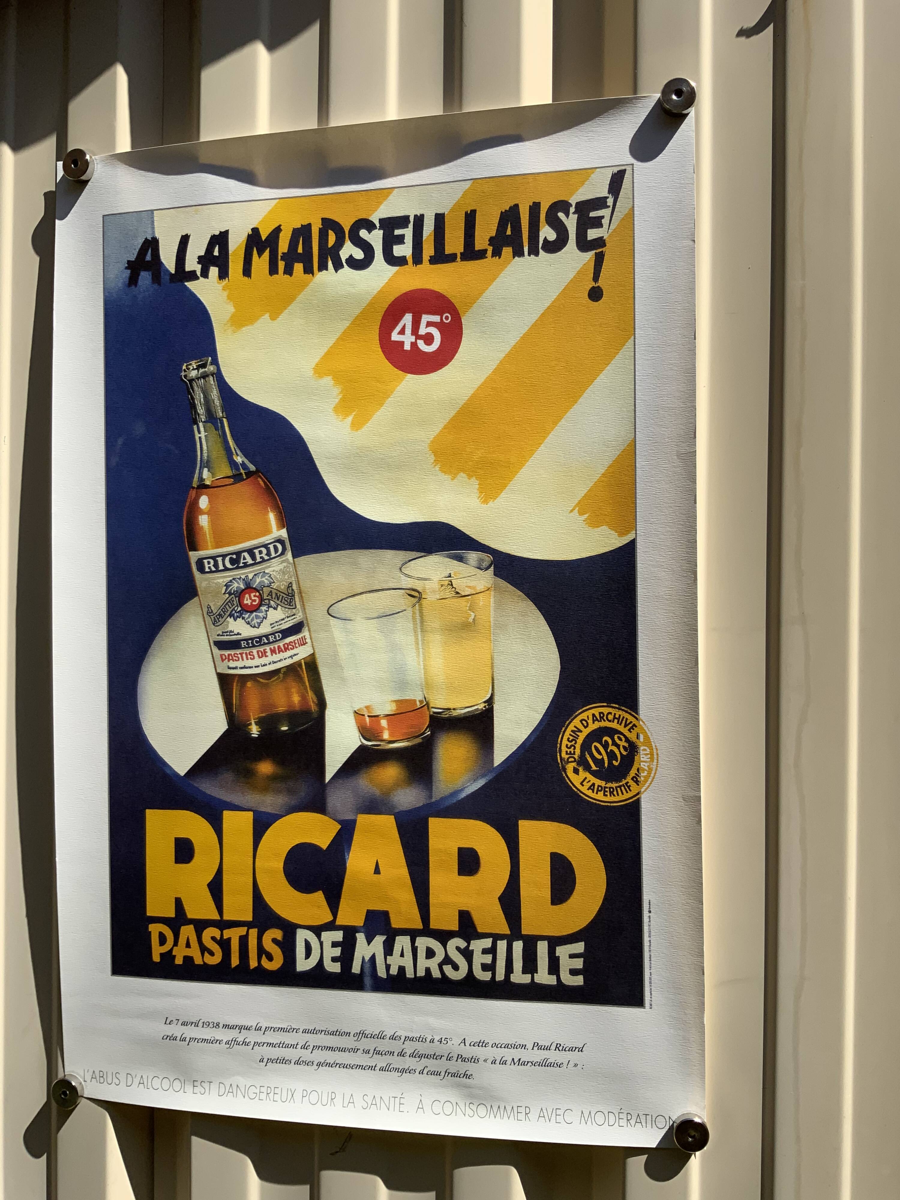 Poster pub Ricard ancienne pastis de marseille repro 1938 51 Pernod paper Selency image