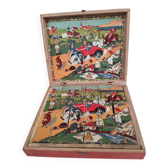 Ancienne boite de cubes en bois