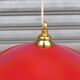 Pair of enamelled sheet metal and glass pendant lights