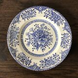 Set of 6 English dessert plates, in ironstone ceramic, flower patterns