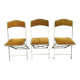 3 chaises d'opéra pliantes anciennes en velours doré et laiton