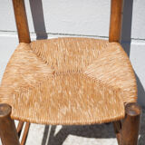 Wooden and straw chair x 4, chair with seat and straw back, chalet, countryside, decoration