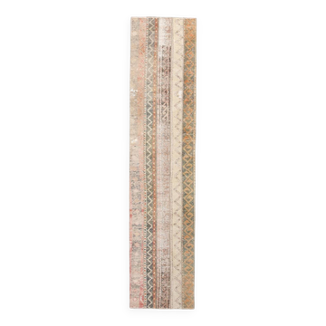 2x9 Vintage Brown & Cream Turkish Runner Rug, 60x263Cm