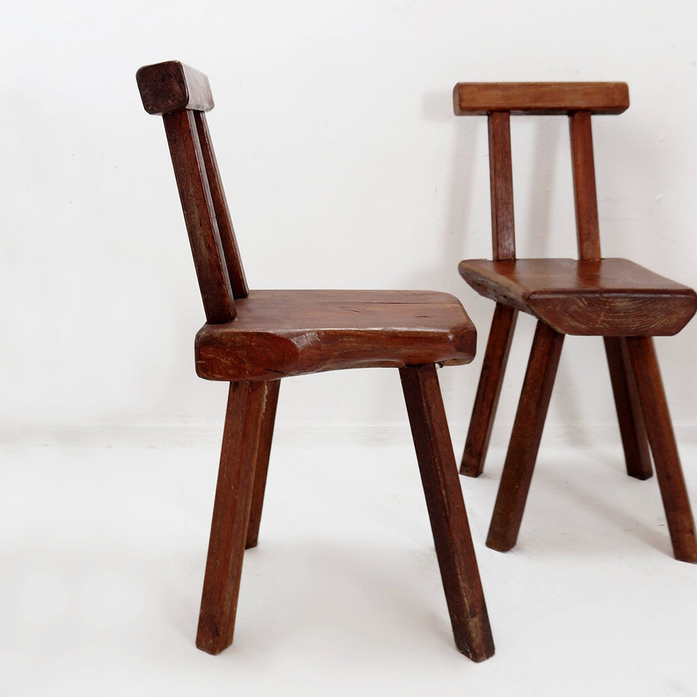 Set of 4 brutalist chairs by Mobichalet, Belgium 1950s/60s
