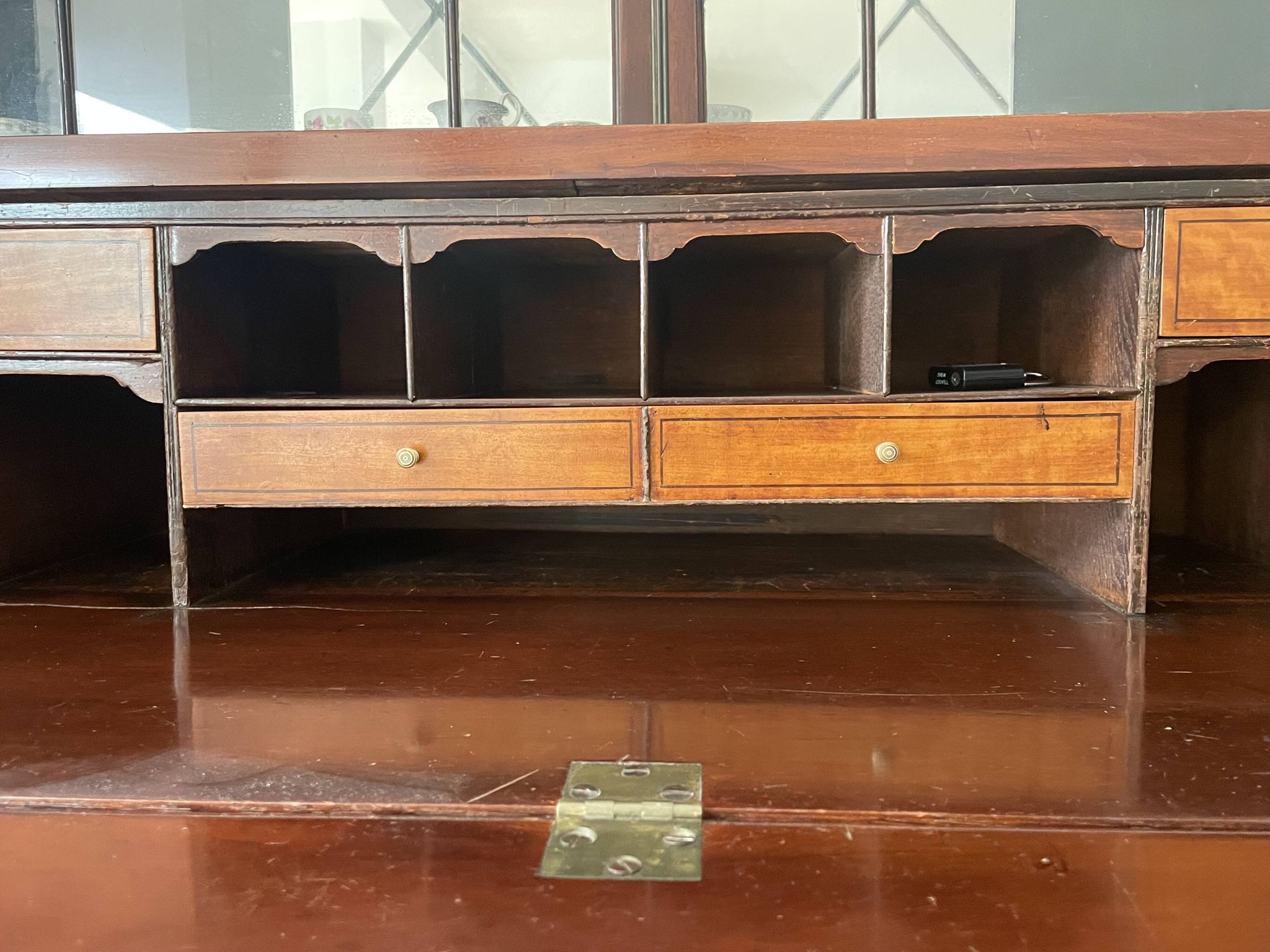 Library with English mahogany secretary.