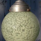 Art deco suspension globe in green clichy glass