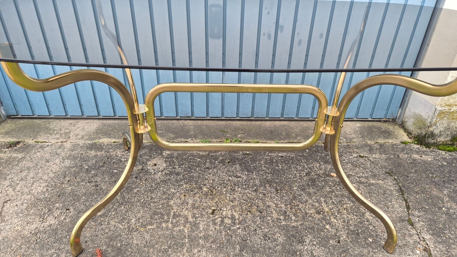 Smoked glass oval table 1970s