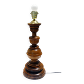 Imposant pied de lampe en bois tourné années 60"s