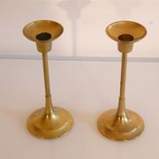 Paire de bougeoirs vintage scandinave en laiton