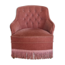 Old pink toad armchair, vintage, 40s / 50s