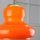 Lampe à suspension italienne du milieu du siècle en verre orange et laiton