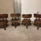 Ensemble de 4 chaises brutaliste Brésil Mid-Century