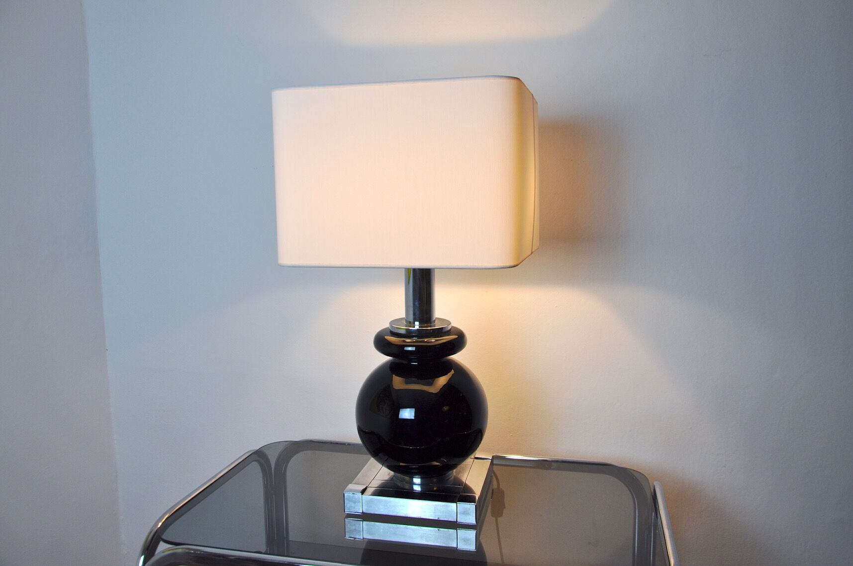 Cubic table lamp with ceramics by Bd Lumica, Italy, 1980