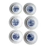 6 assiettes à dessert Moulin des loups Amage décor Delf