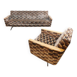 Vintage sofa &amp; lounge chair 'Geometric graphic dessin'