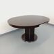 Table ronde de repas vintage en bois d’ébène et métal chromé Space Age