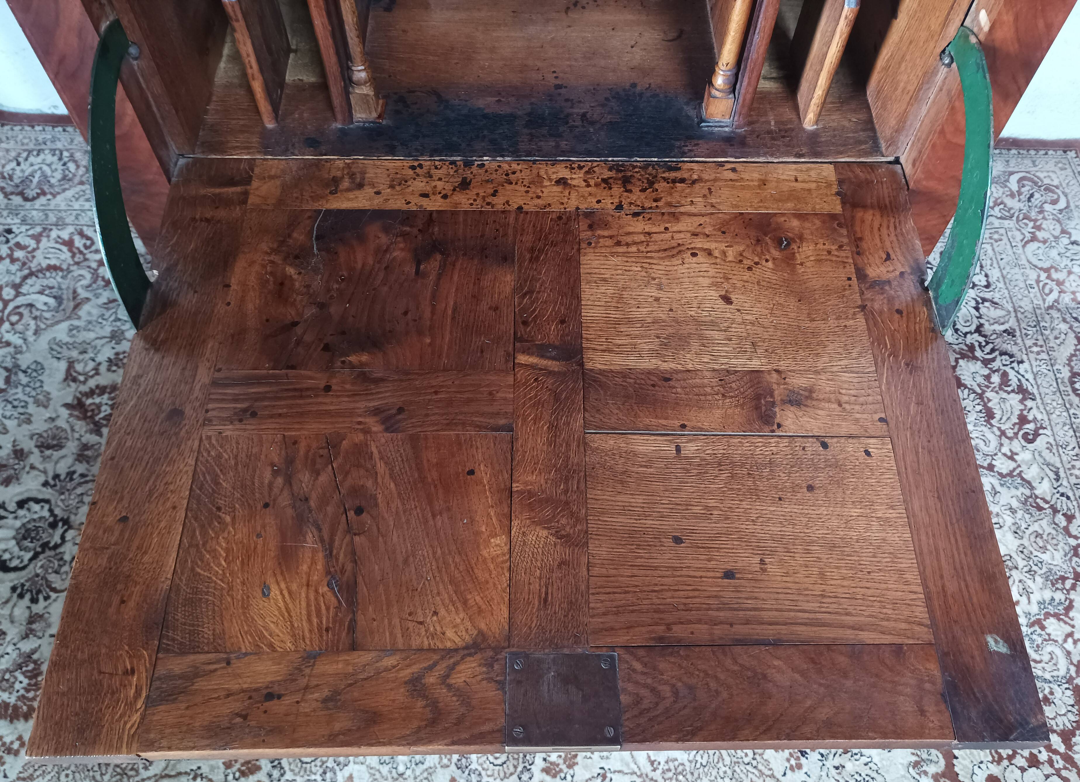 Louis Philippe secretary in oak and burr walnut