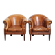 Ensemble de 2 fauteuils club en cuir de mouton