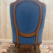Bergère à oreilles de style Louis XVI velours bleu