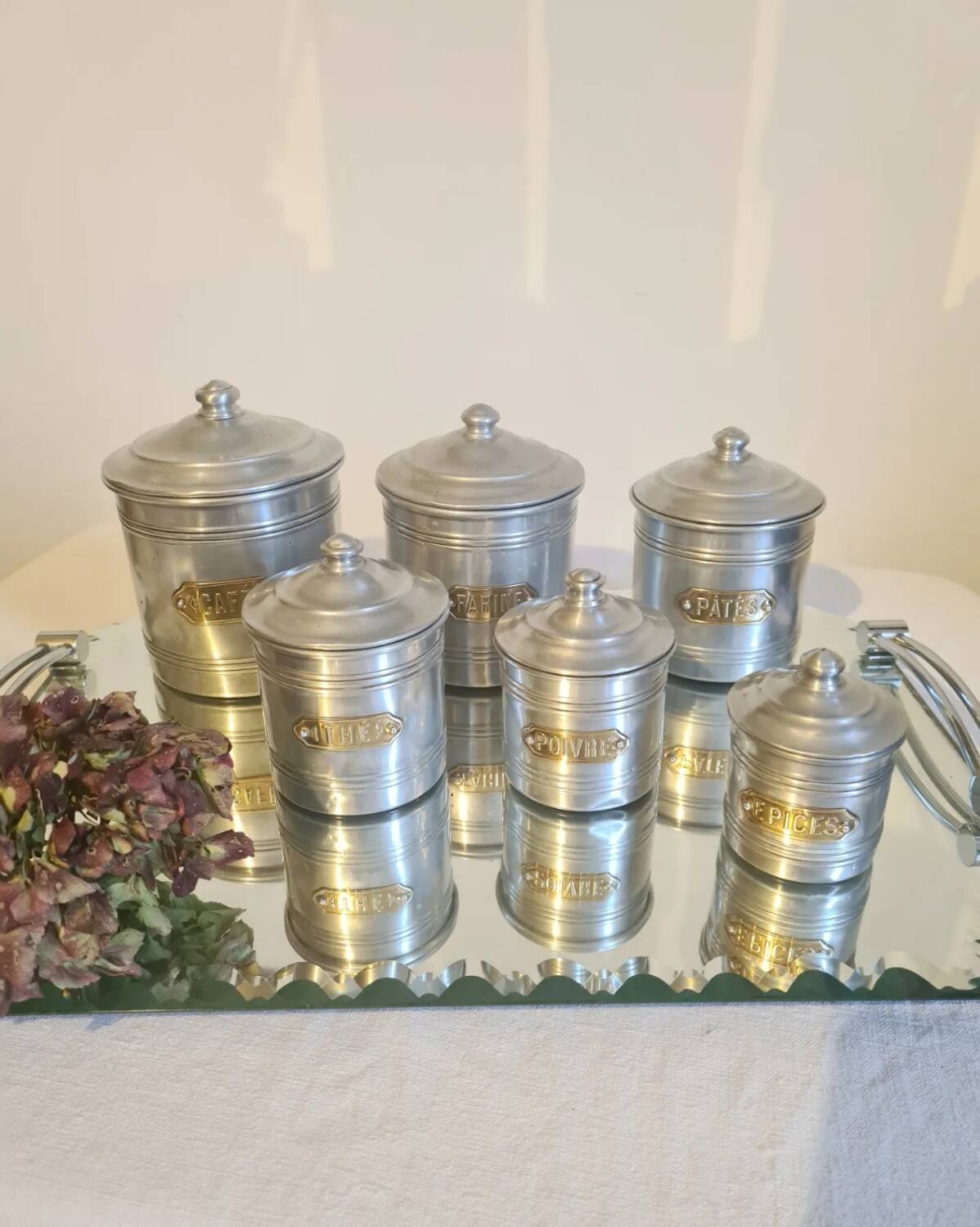 Aluminum and brass spice jars