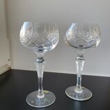 6 engraved crystal stemmed glasses