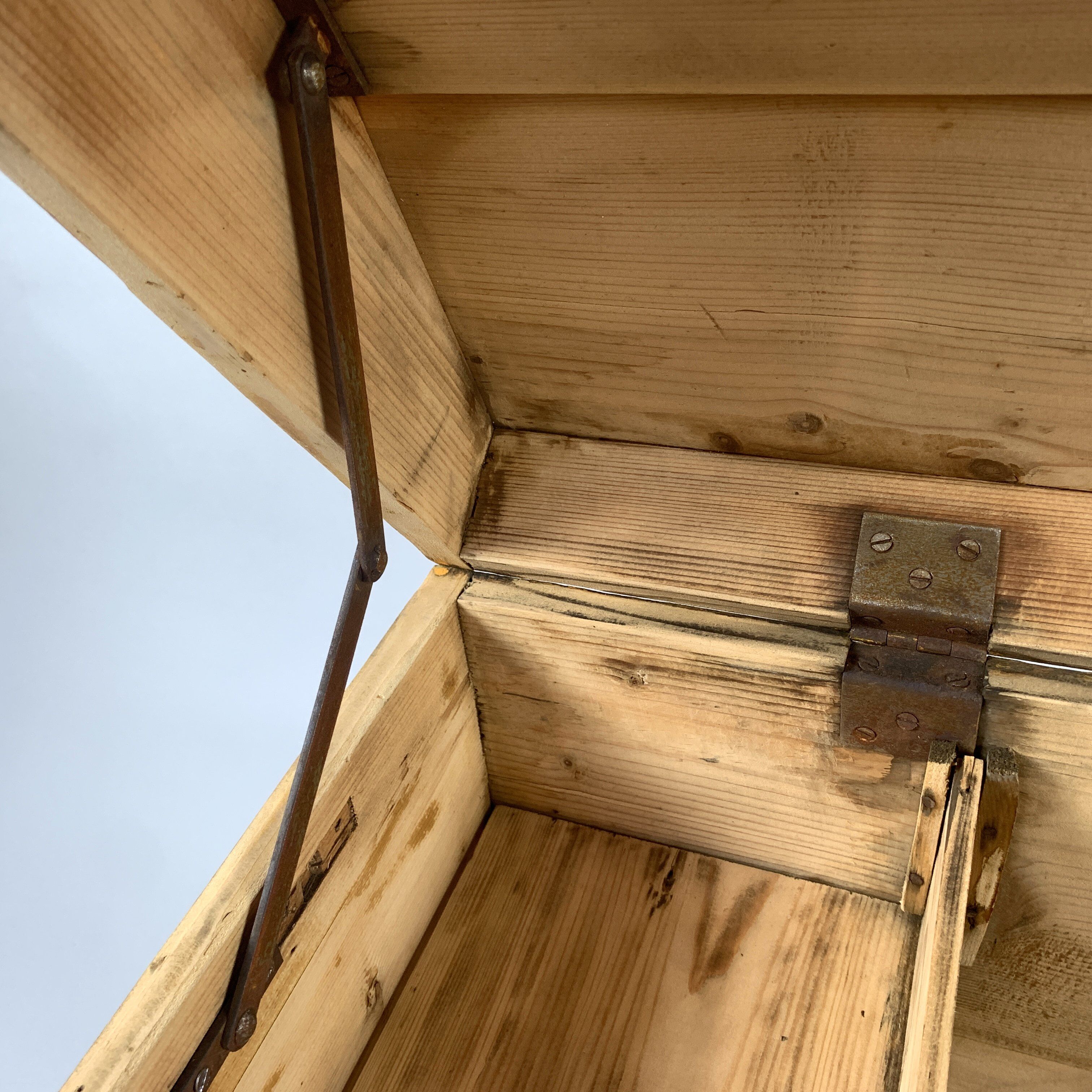 19th Century  Wooden Chest or Floor Trunk, Original Paint