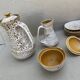 Stoneware coffee set niderviller model fauve - vintage - hand decoration