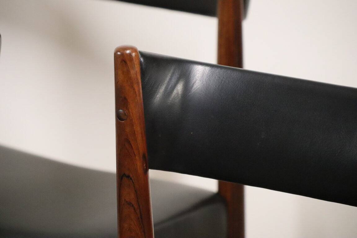 Set of 4 Scandinavian Danish chairs in rosewood and skai, 1960