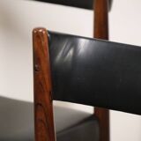 Série de 4 chaises scandinave Danemark en palissandre et skaï, 1960