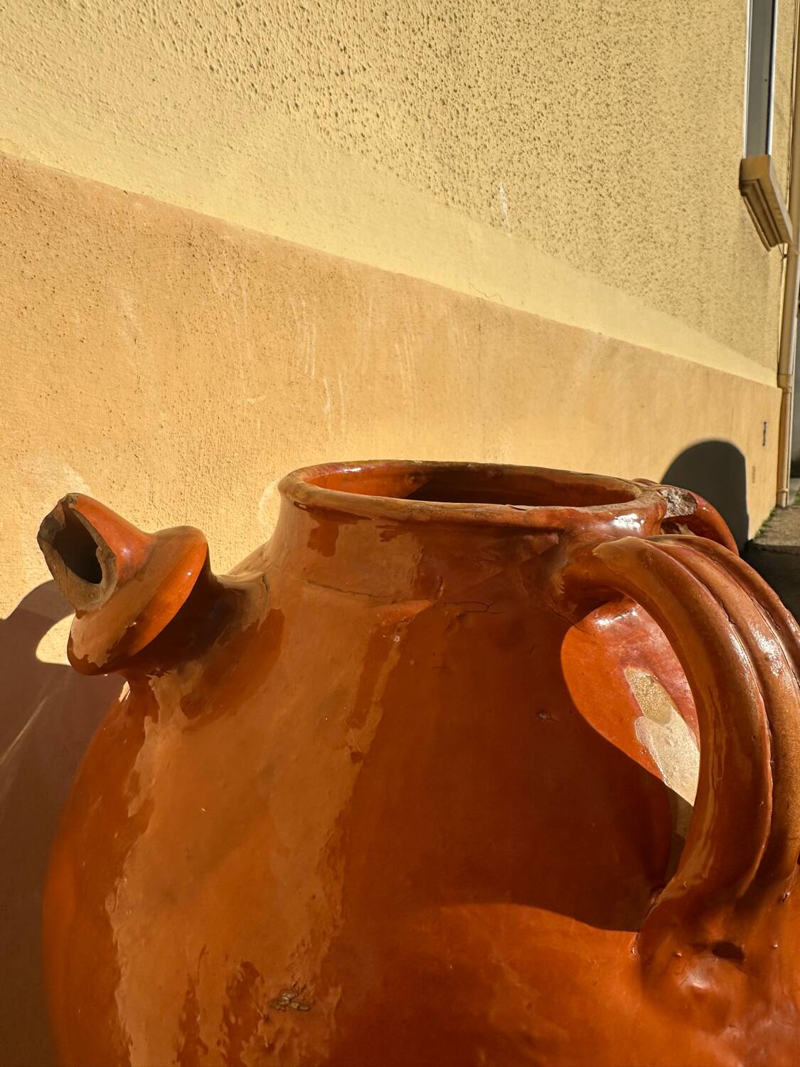 Glazed terracotta water jar, old Ardèche craftsmanship, 1800