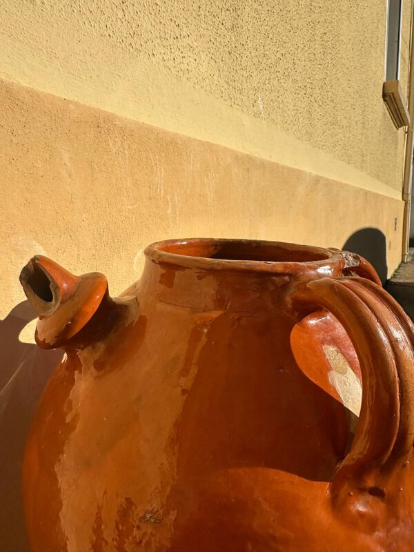 Gargoulette en terre cuite vernissée artisanat ancien ardéchois 1800