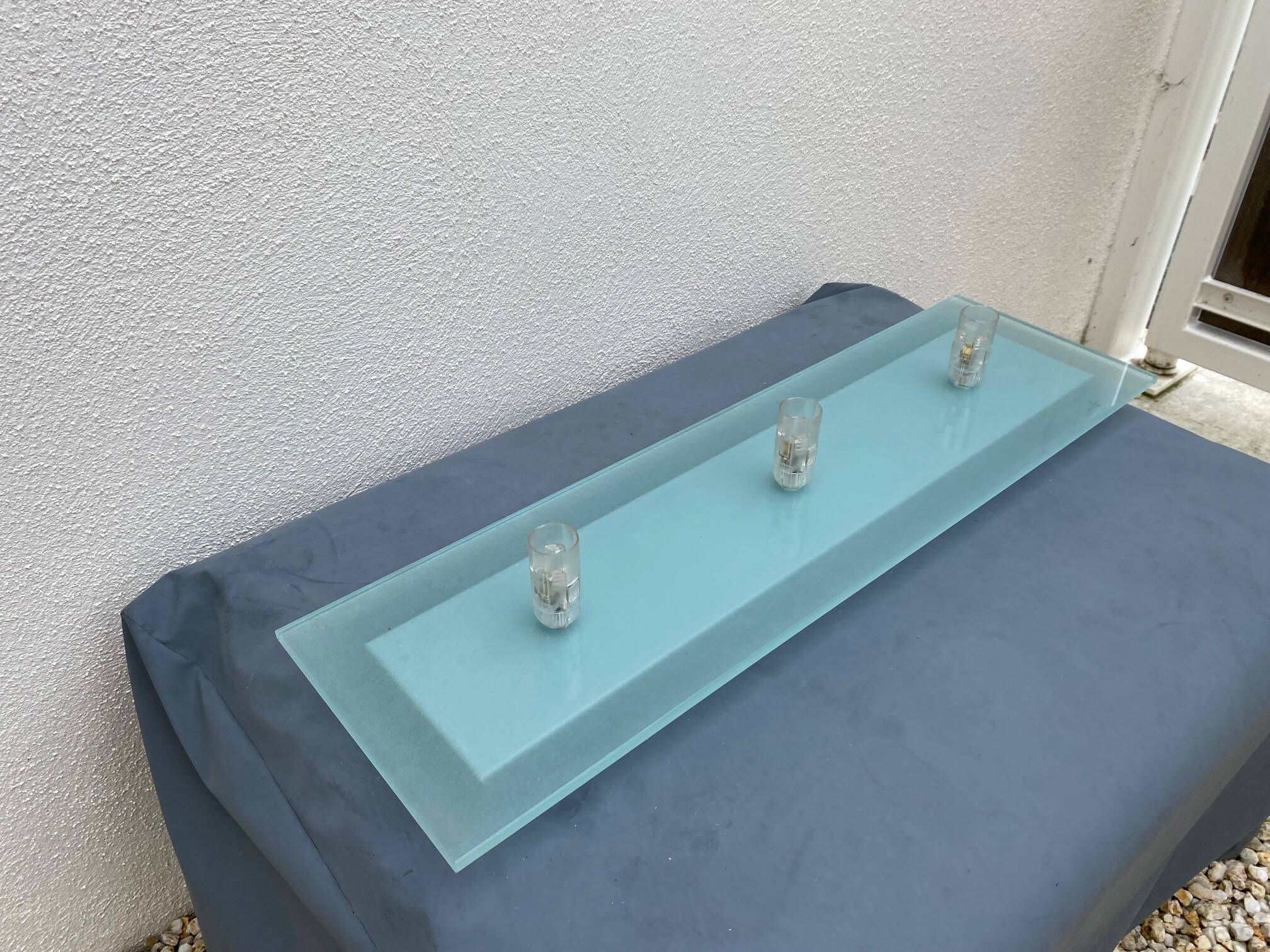 Fontana arte ceiling lamp suspenion design ceiling tempered glass 70s